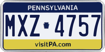 PA license plate MXZ4757