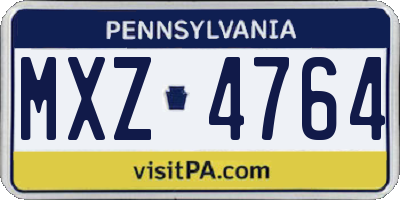 PA license plate MXZ4764