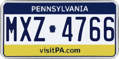 PA license plate MXZ4766