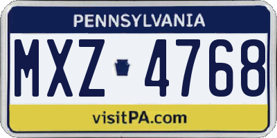 PA license plate MXZ4768