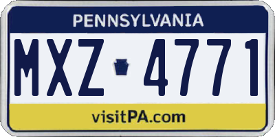 PA license plate MXZ4771