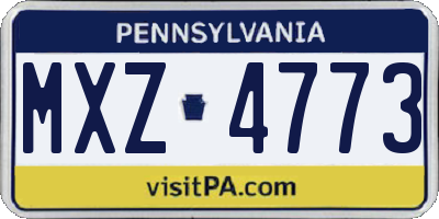 PA license plate MXZ4773