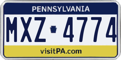 PA license plate MXZ4774