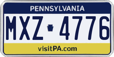 PA license plate MXZ4776