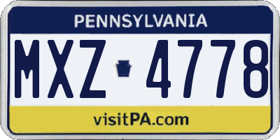 PA license plate MXZ4778