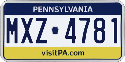 PA license plate MXZ4781