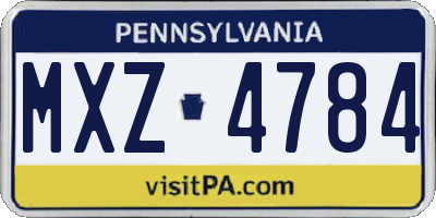 PA license plate MXZ4784