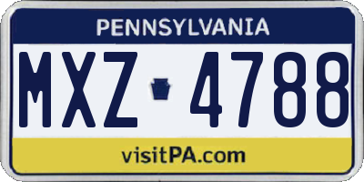 PA license plate MXZ4788