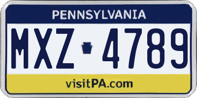 PA license plate MXZ4789