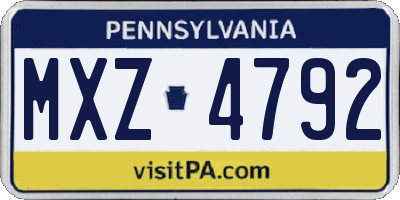 PA license plate MXZ4792