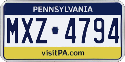PA license plate MXZ4794