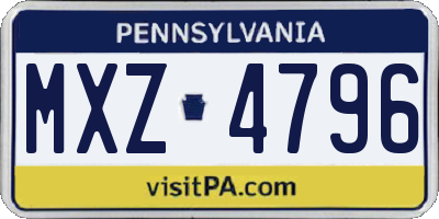 PA license plate MXZ4796
