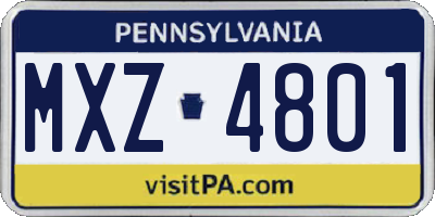 PA license plate MXZ4801