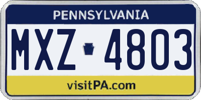 PA license plate MXZ4803