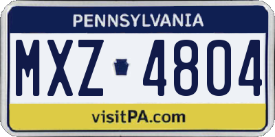 PA license plate MXZ4804