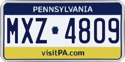 PA license plate MXZ4809