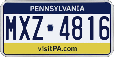 PA license plate MXZ4816