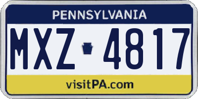 PA license plate MXZ4817