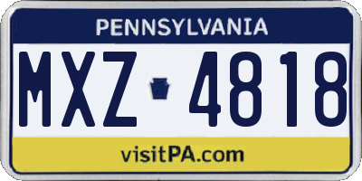 PA license plate MXZ4818