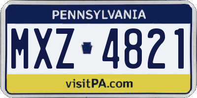 PA license plate MXZ4821