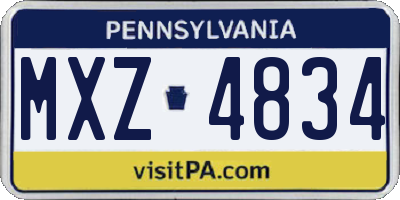 PA license plate MXZ4834