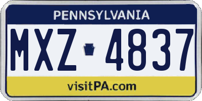 PA license plate MXZ4837