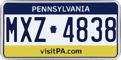 PA license plate MXZ4838