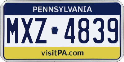 PA license plate MXZ4839