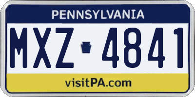 PA license plate MXZ4841