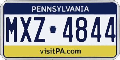 PA license plate MXZ4844
