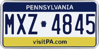 PA license plate MXZ4845
