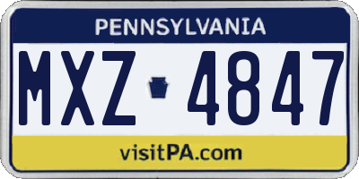 PA license plate MXZ4847