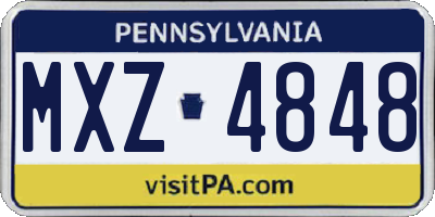 PA license plate MXZ4848