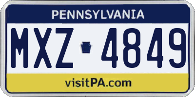 PA license plate MXZ4849