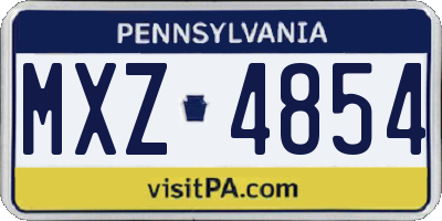 PA license plate MXZ4854