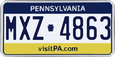 PA license plate MXZ4863