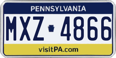 PA license plate MXZ4866