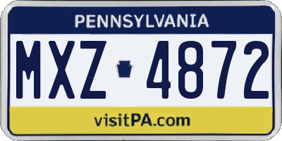 PA license plate MXZ4872