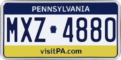 PA license plate MXZ4880