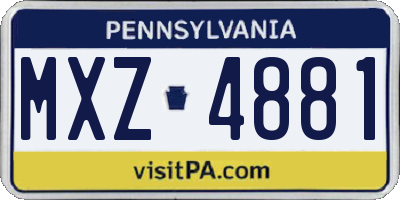 PA license plate MXZ4881
