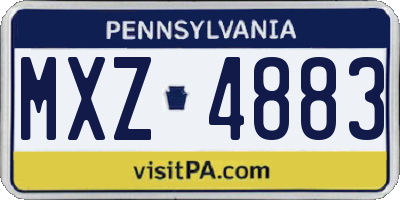 PA license plate MXZ4883