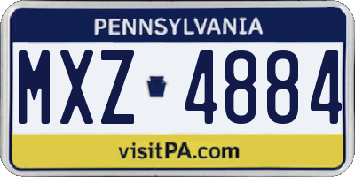 PA license plate MXZ4884