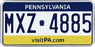 PA license plate MXZ4885