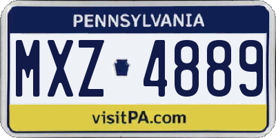 PA license plate MXZ4889