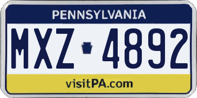 PA license plate MXZ4892