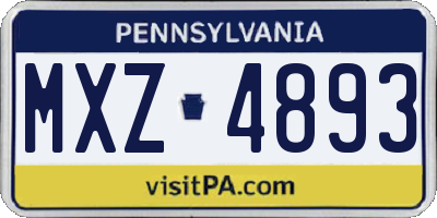 PA license plate MXZ4893