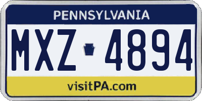 PA license plate MXZ4894
