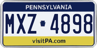 PA license plate MXZ4898