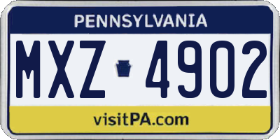 PA license plate MXZ4902