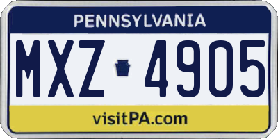 PA license plate MXZ4905